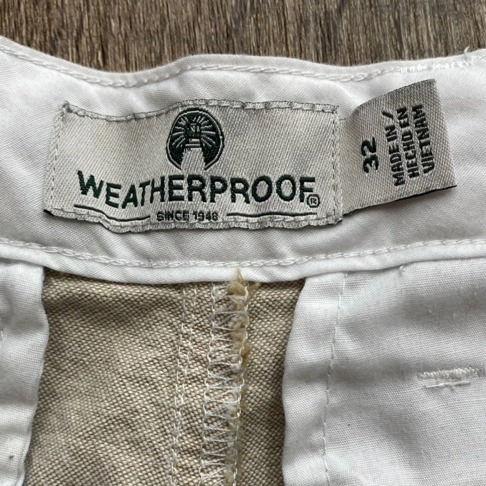 WEATHERPROOF Khaki Chino Shorts‎ Men's Size 32 Flat Front Casual Everyday